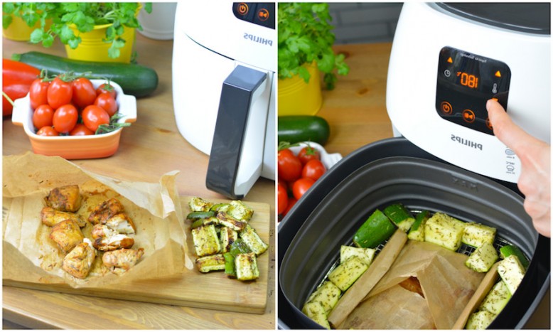 Réaliser une poitrine de poulet cuite à la friteuse sans huile dans une papillote avec courgettes